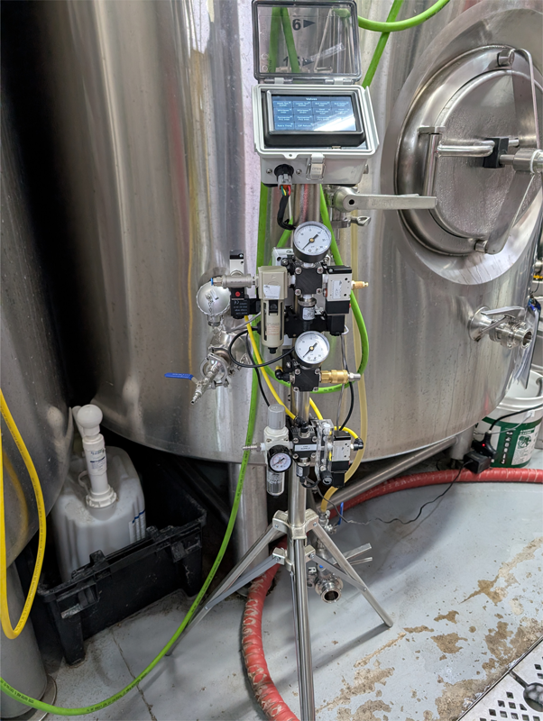 Beer brewing tanks in production line